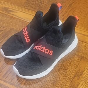 Adidas Womans Black Sneakers with Hot Pink Logo